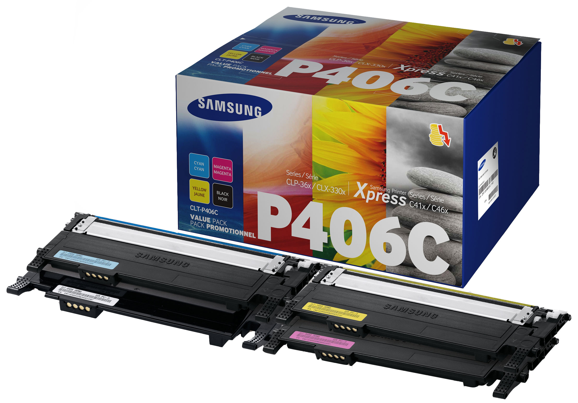 Samsung CLT-P406C Rainbow Kit Toner Schwarz, Gelb, Cyan, Magenta | 00191628445851 Samsung CLT-P406C Rainbow Kit Toner Schwarz, Gelb, Cyan, Magenta | 00191628445851