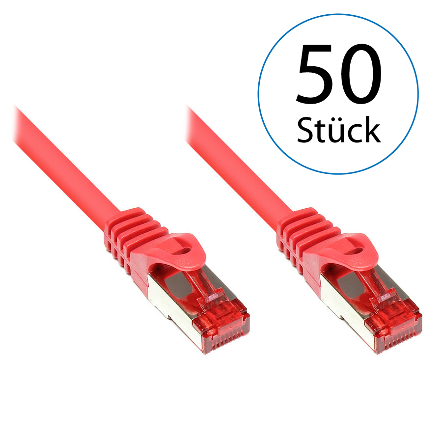 5,0m LAN Netzwerkkabel Cat.6 Rot - 50er Pack 