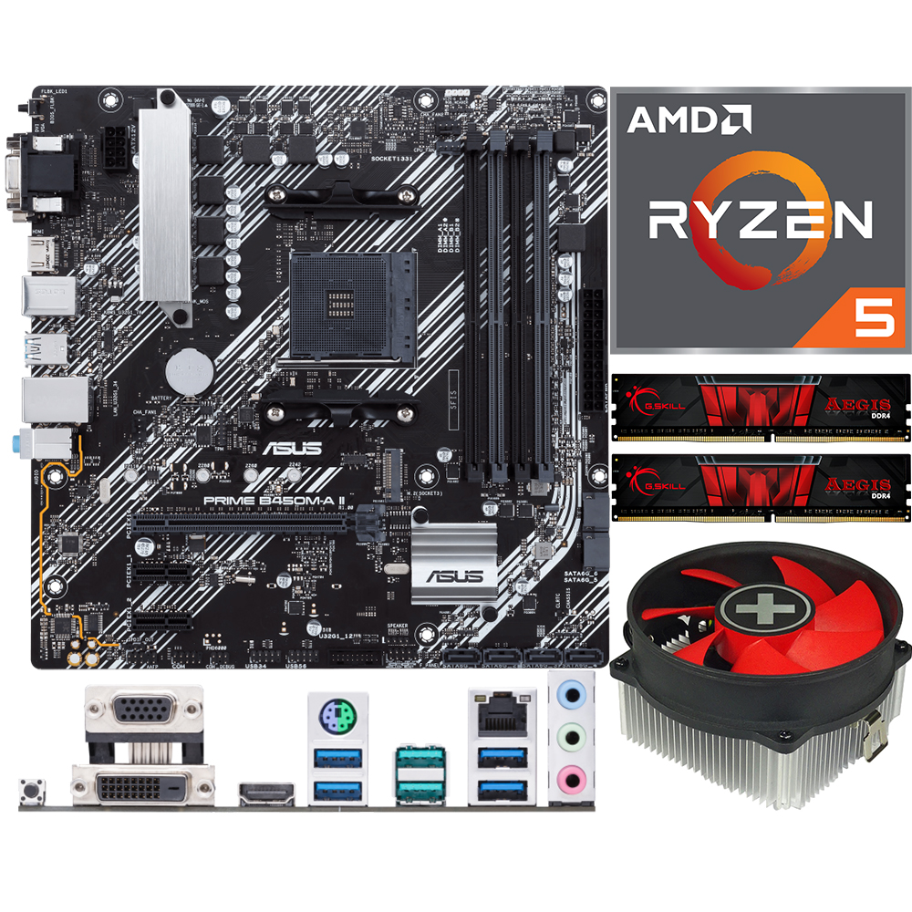 Aufrüstkit AMD Ryzen 5 3600 (6x 3,6GHz) + 16GB RAM + ASUS Prime B450M-A II Mainboard 