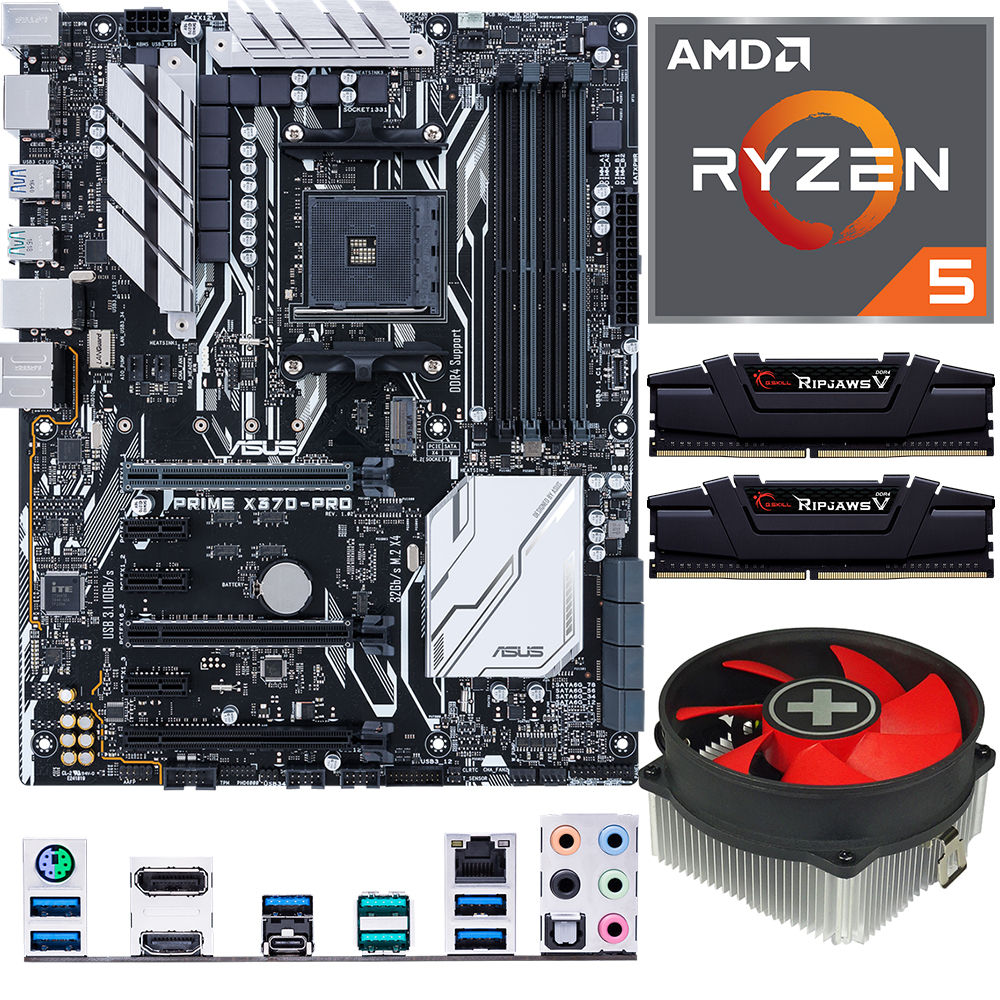 Aufrüstkit AMD Ryzen 5 2600 (6x 3,4GHz) + 16GB RAM + ASUS Prime X370-Pro Mainboard 