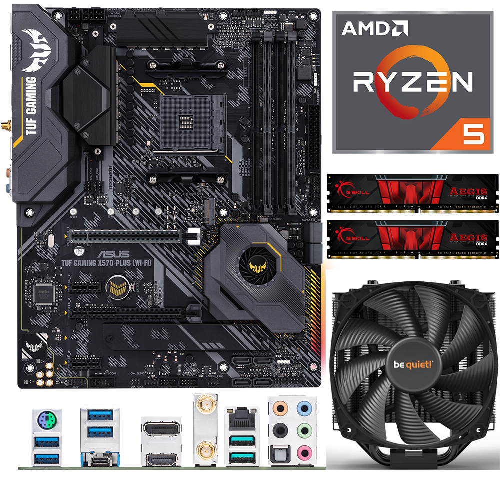Aufrüstkit AMD Ryzen 5 5600X (6x 3,7GHz) + 16GB RAM + ASUS TUF Gaming X570-Plus WI-FI Mainboard 