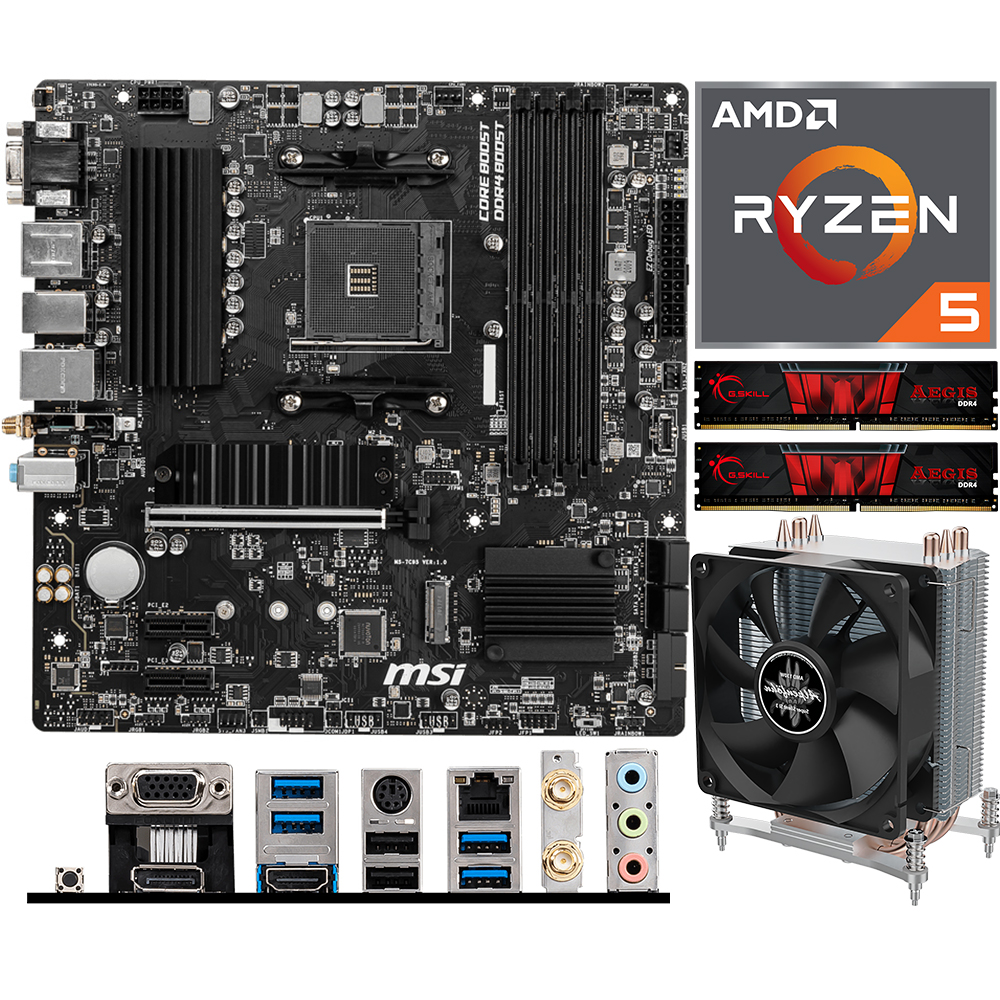 Aufrüstkit AMD Ryzen 5 5600X (6x 3,7GHz) + 16GB RAM + MSI B550M Pro-VDH WIFI Mainboard 