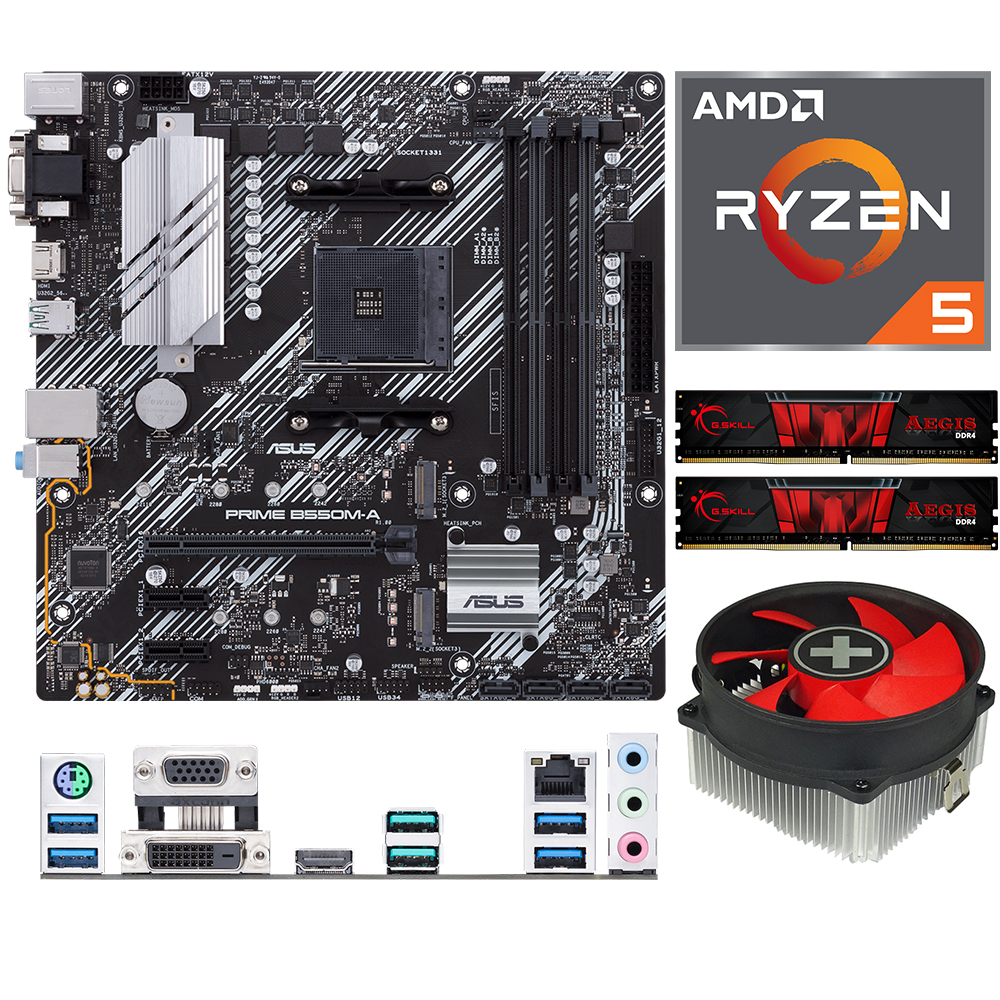 Aufrüstkit AMD Ryzen 5 3600 (6x 3,6GHz) + 16GB RAM + ASUS Prime B550M-A Mainboard 