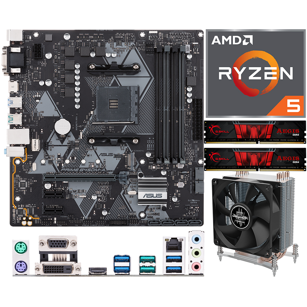 Aufrüstkit AMD Ryzen 5 3500X (6x 3,6GHz) + 16GB RAM + ASUS Prime B450M-A Mainboard 