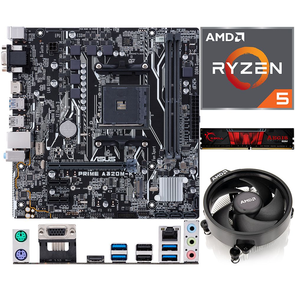 Aufrüstkit AMD Ryzen 5 3400G (4x 3,7GHz) + 8GB RAM + ASUS Prime A320M-K Mainboard 