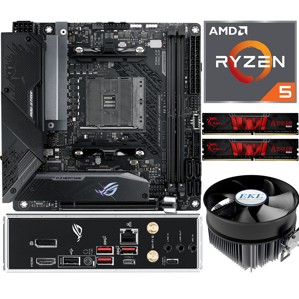 Aufrüstkit AMD Ryzen 5 5650GE (6x 3,4GHz) + 16GB RAM + ASUS ROG Strix B550-I Gaming Mainboard 