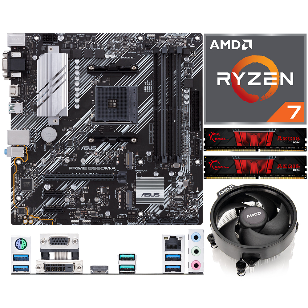 Aufrüstkit AMD Ryzen 7 5700G (8x 3,8GHz) + 16GB RAM + ASUS B550M-A Mainboard 