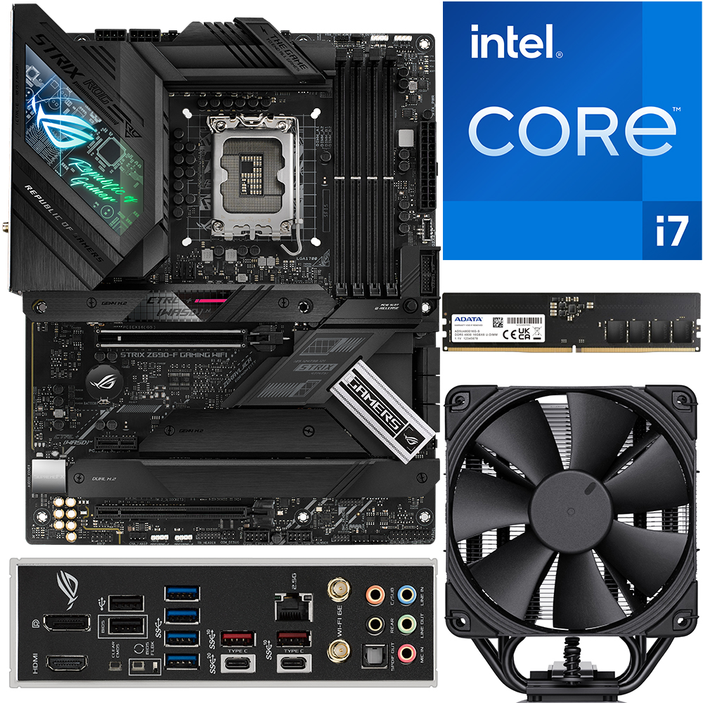 Aufrüstkit Intel Core i7-12700K (8x 3,6GHz, 4x 2,7GHz) + 16GB RAM + ASUS ROG Strix Z690-F Gaming WIFI Mainboard 