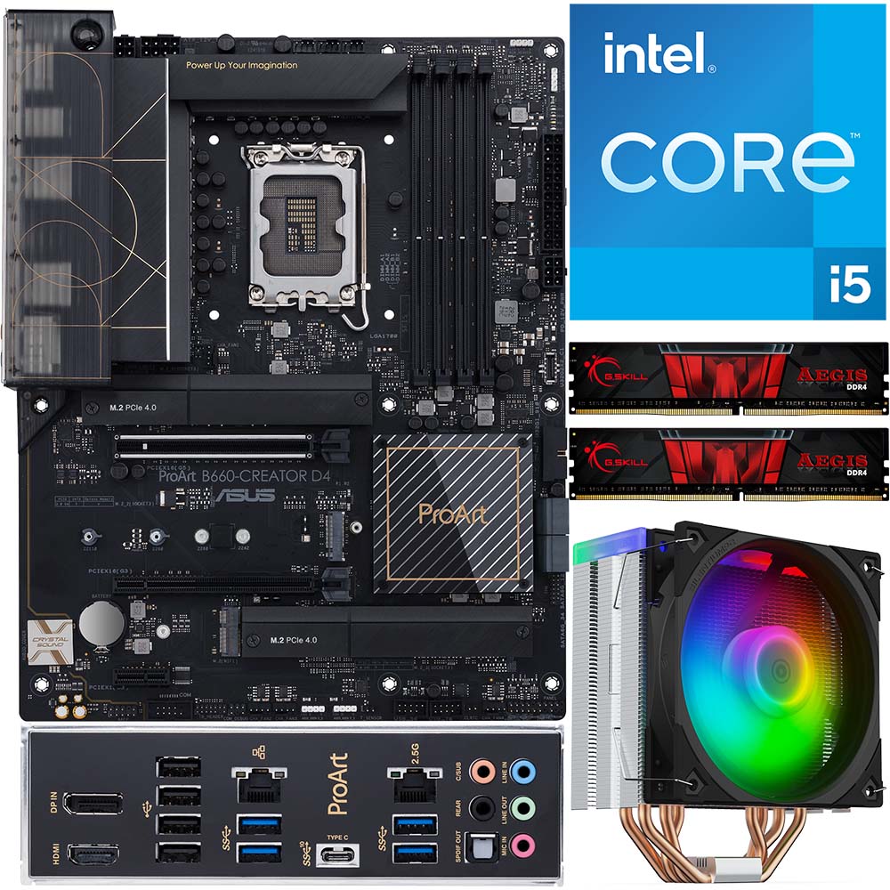 Aufrüstkit Intel Core i5-12400 + 16GB RAM + ASUS ProArt B660-Creator D4 Mainboard 