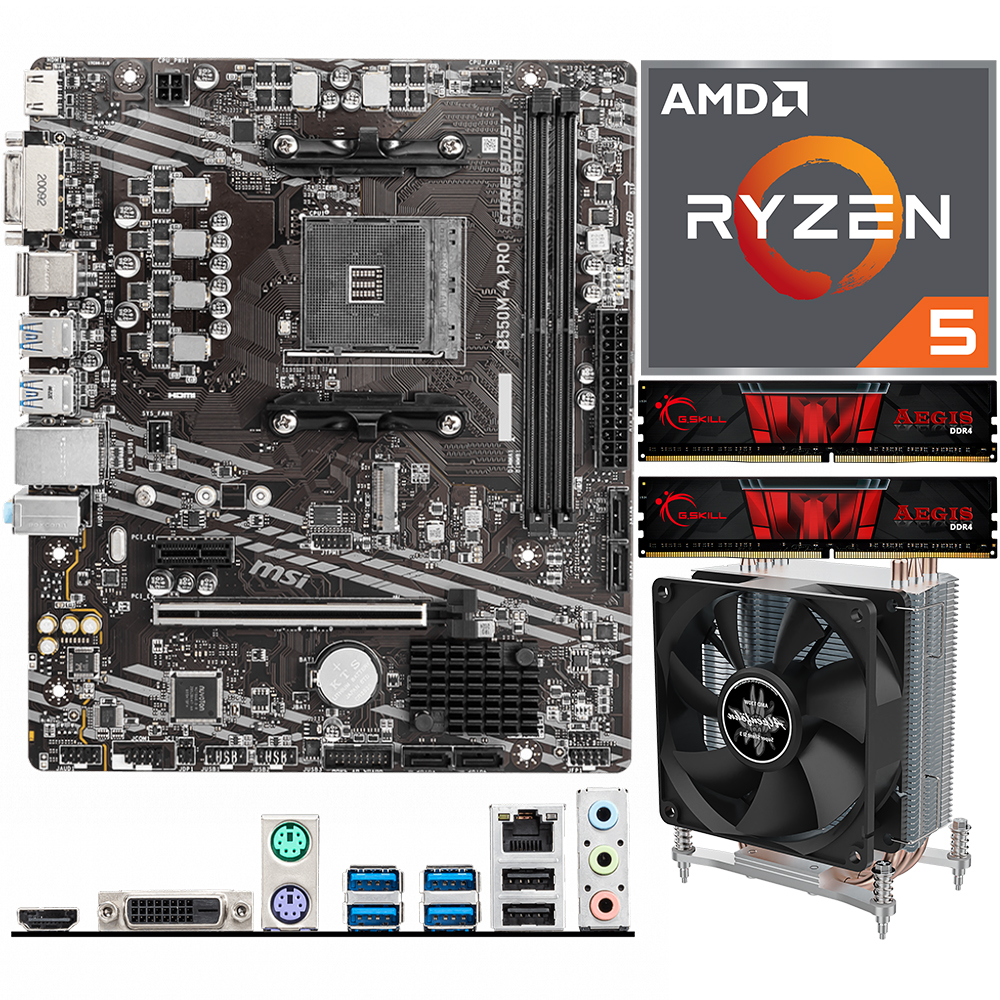 Aufrüstkit AMD Ryzen 5 5600X (6x 3,7Hz) + 16GB RAM + MSI B550M-A Pro Mainboard 