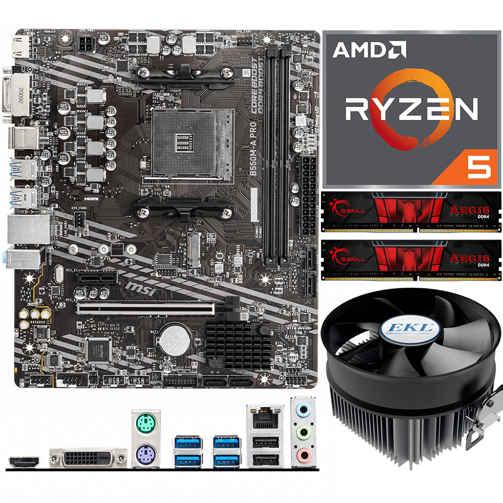 Aufrüstkit AMD Ryzen 5 Pro 5650GE (6x 3,4GHz) + 16GB RAM + MSI B550M-A Pro Mainboard 