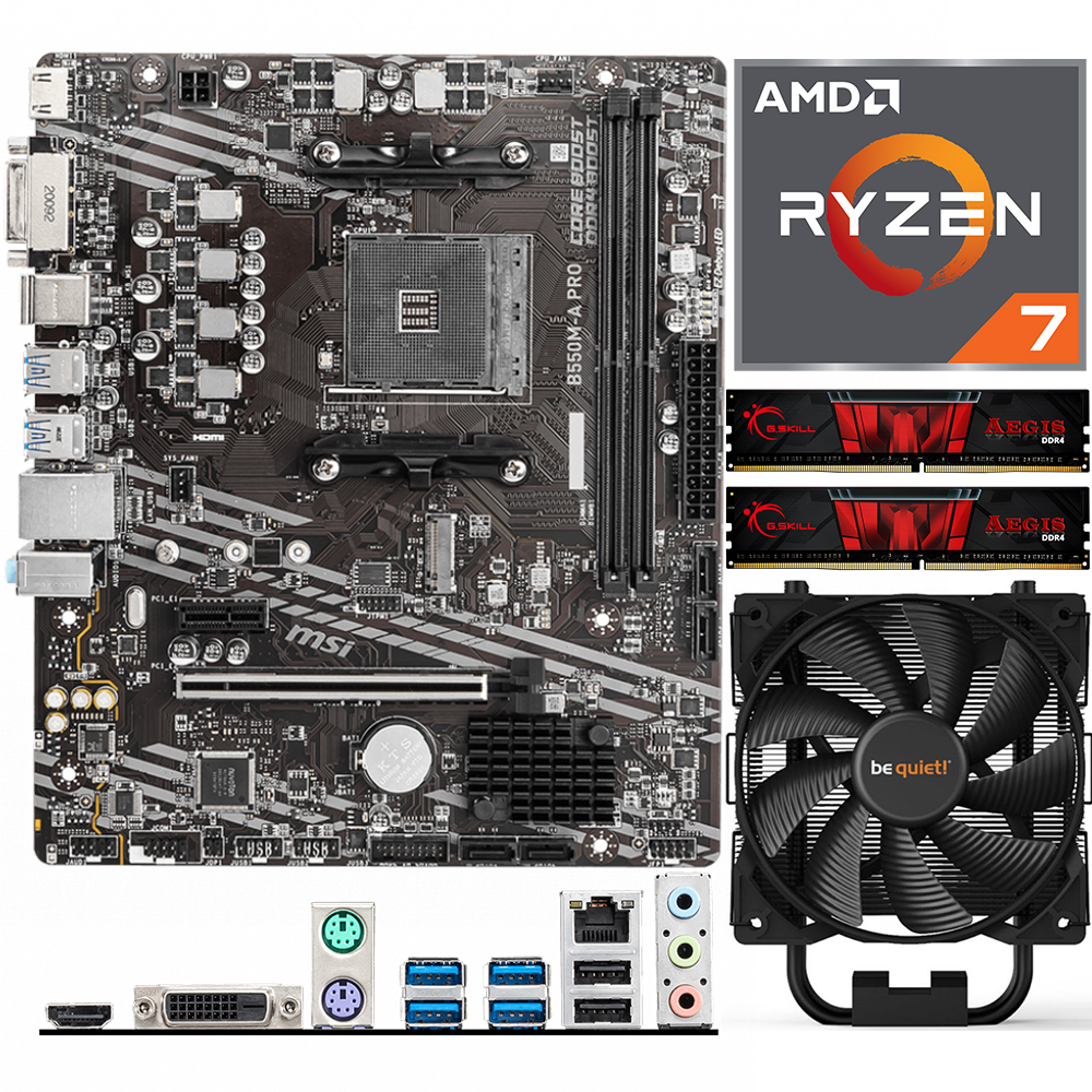 Aufrüstkit AMD Ryzen 5 5800X (8x 3,8Hz) + 16GB RAM + MSI B550M-A Pro Mainboard 
