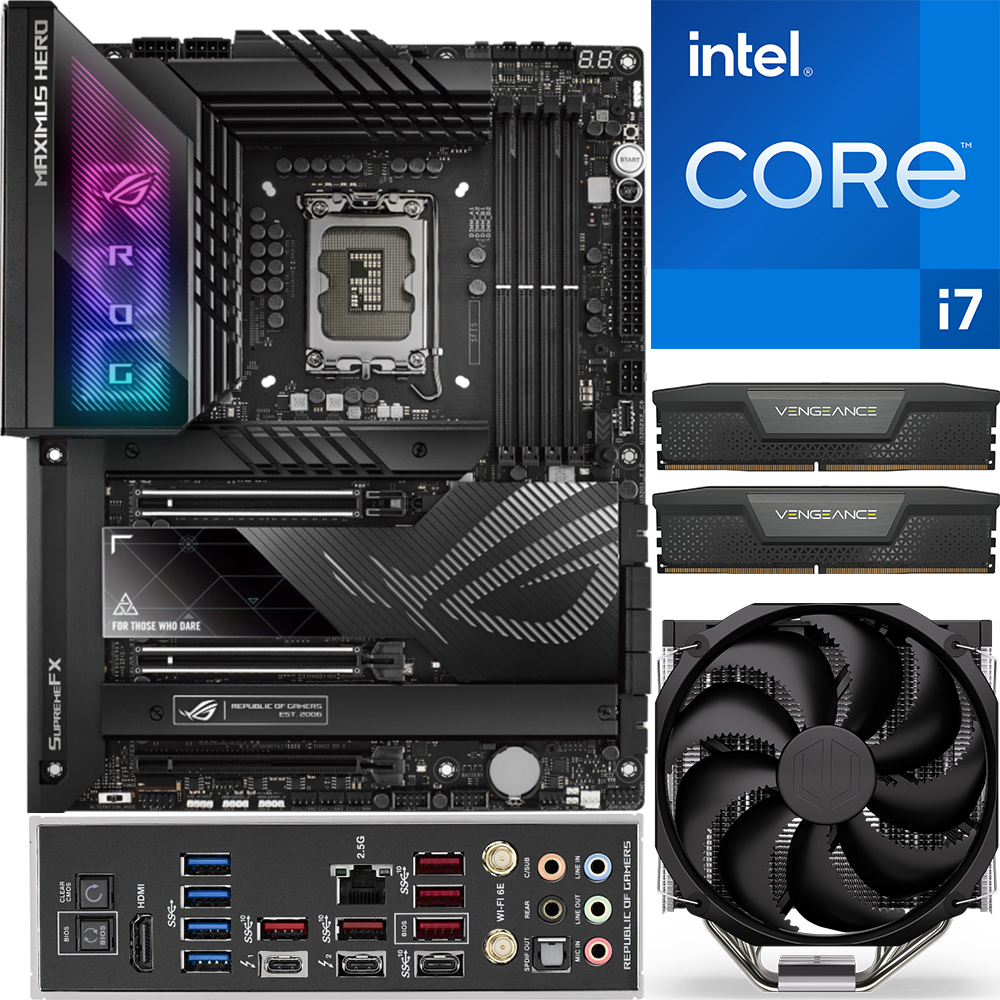 Aufrüstkit Intel i7-13700K (8x 3,4GHz, 8x 2,5GHz) + 32GB RAM + ASUS ROG Maximus Z790 Hero Mainboard 