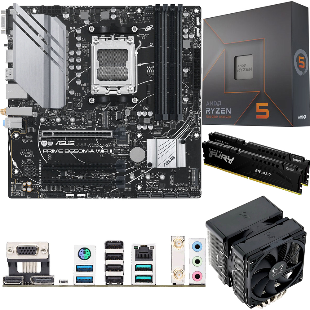 Aufrüstkit AMD Ryzen 5 7600X (6x 4,7GHz) + 32GB RAM + ASUS Prime B650M-A WIFI II Mainboard 