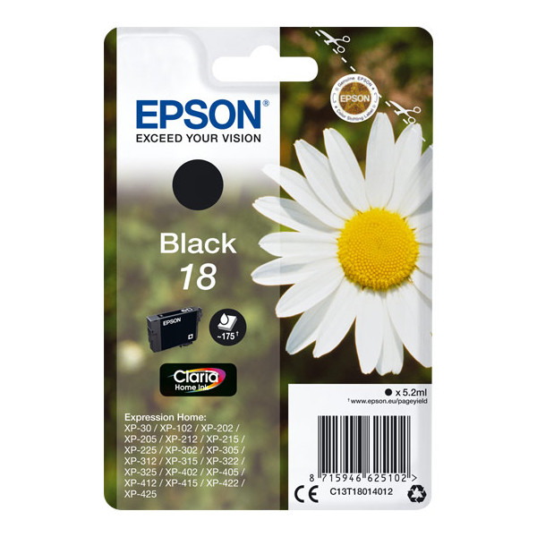 Epson 18 Schwarz C13T18014010 Tintenpatrone 