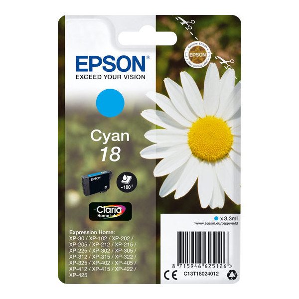 Epson 18 cyan C13T18014010 Tintenpatrone Cyan 