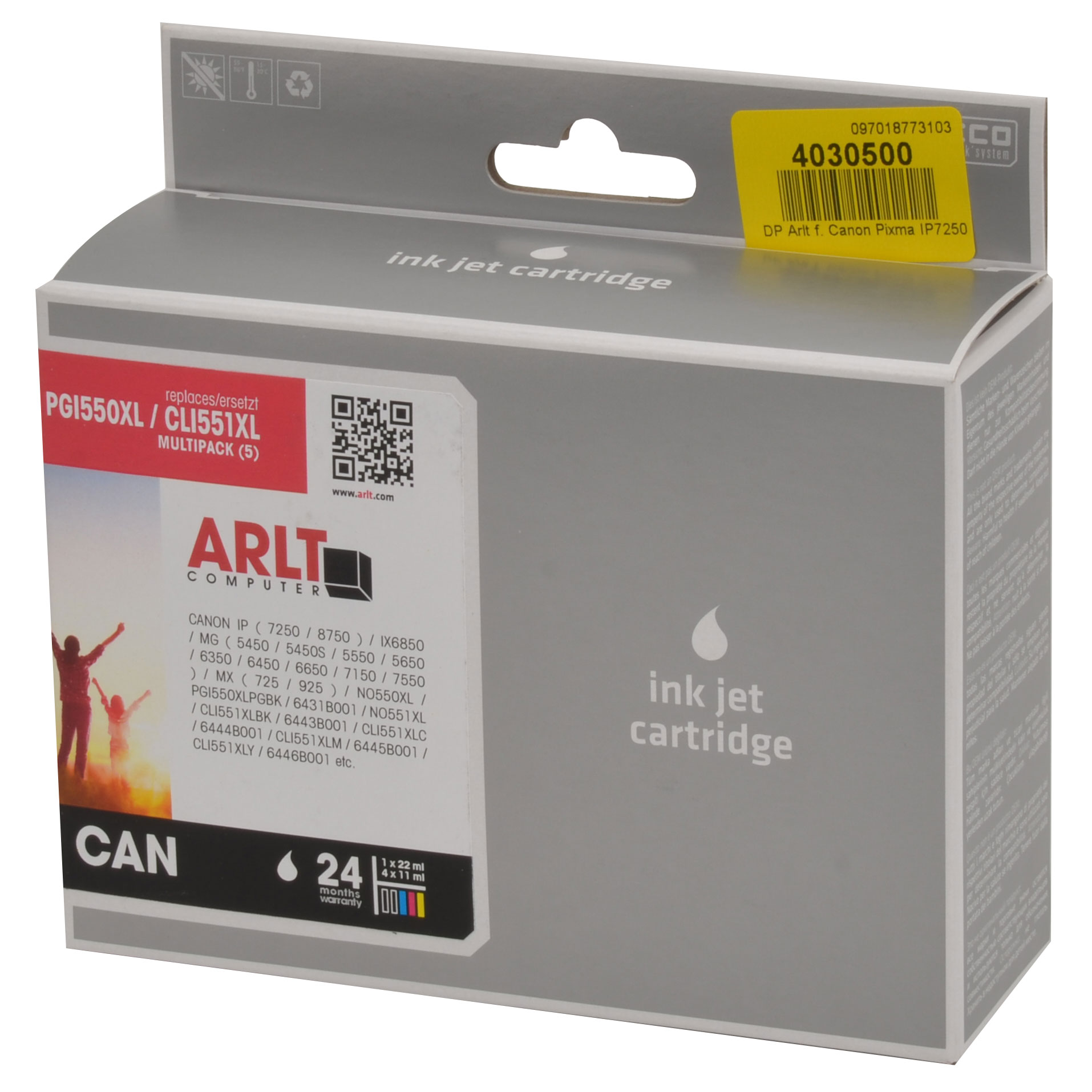 ARLT Tinte für Canon CLI551XL CYMK + PGI550XL 