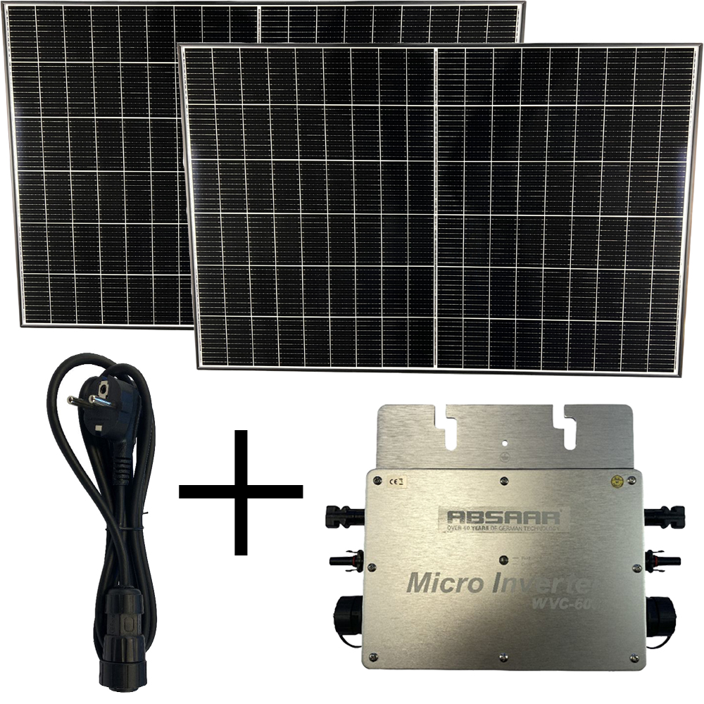 Solarkraftwerk Set 2 x Solarpanel (410W) + WVC600W Absaar + 2m Anschlußkabel 