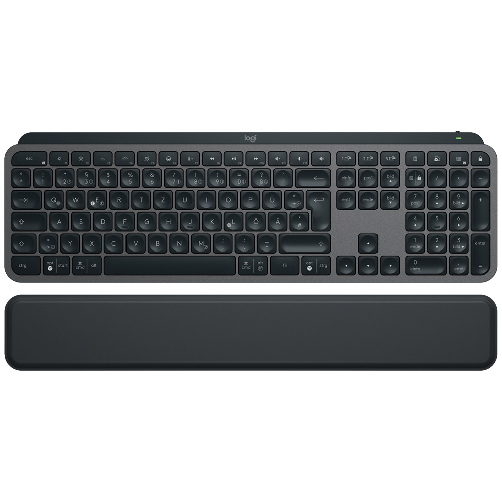 Logitech MX Keys S Plus mit MX Palm Rest (Graphite) / Beleuchtete Tastatur / Ergonomisch / Kabellos 